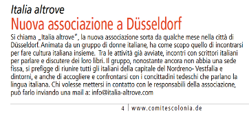 Il Comites presenta Italia Altrove